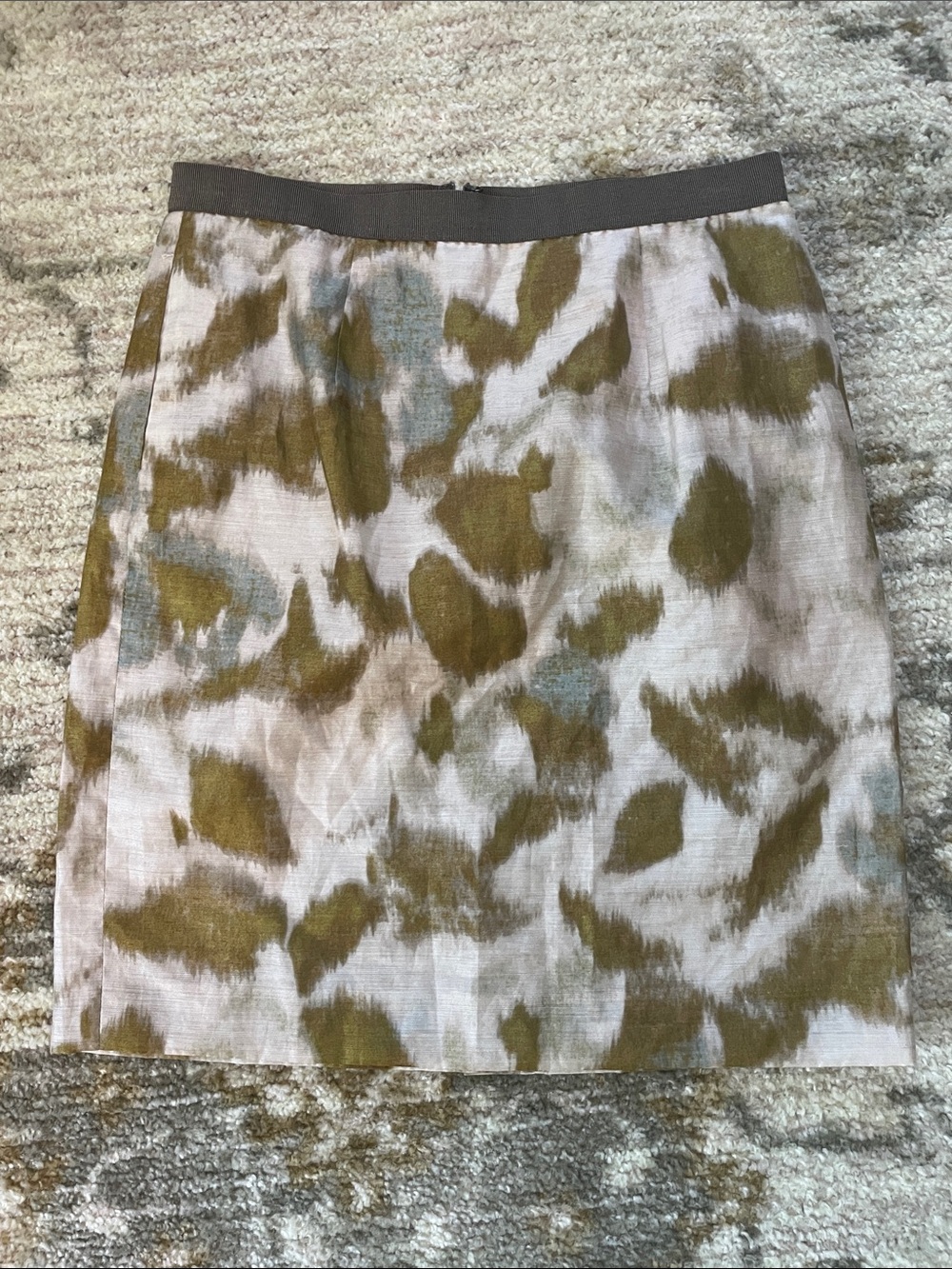LOFT Olive and Cream Abstract Pencil Skirt